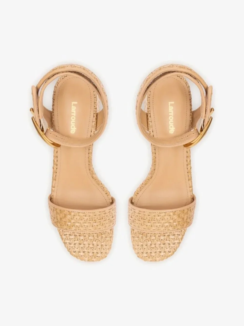 Larroude Dolly Verona Low Sandal In Natural Raffia